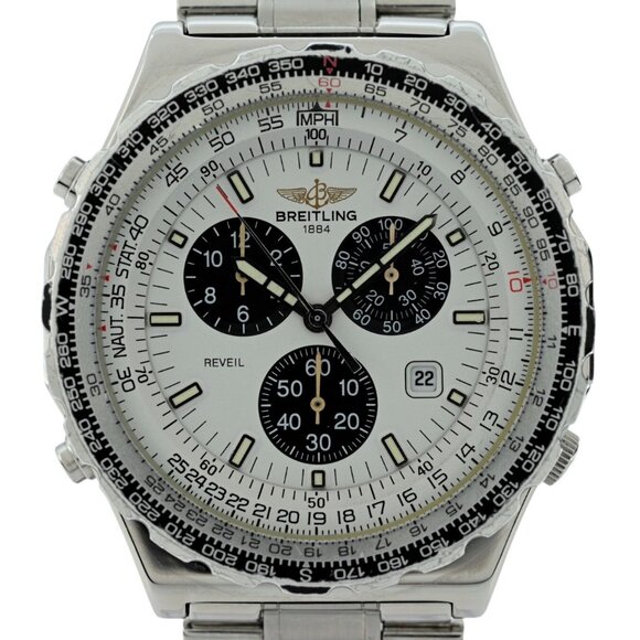 Breitling 42mm Men's Navitimer Jupiter Pilot Reveil White Dial Watch - Picture 6 of 7